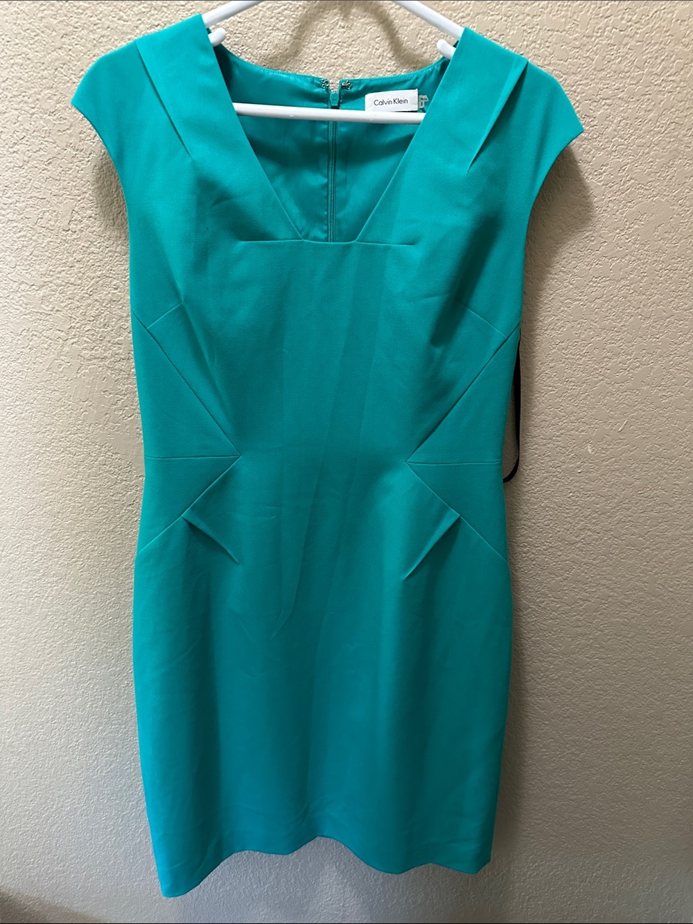 Calvin Klein Teal Cap Sleeve Sheath Dress